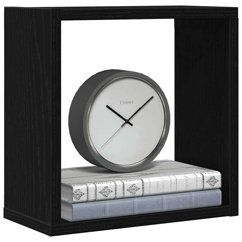 væghylder 6 stk. 30x15x30 cm kubeformet konstrueret træ sort eg