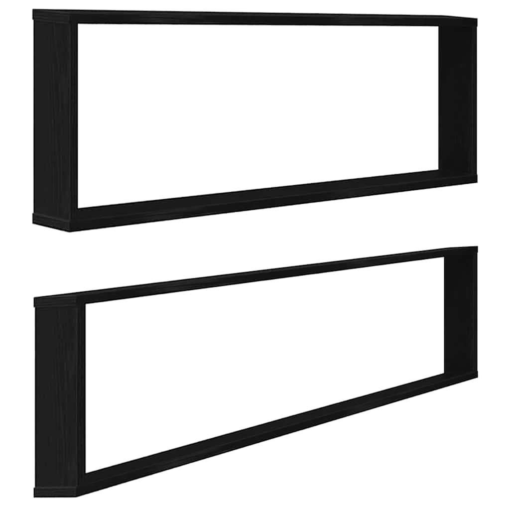 væghylder 2 stk. 100x15x30 cm konstrueret træ sort egetræ