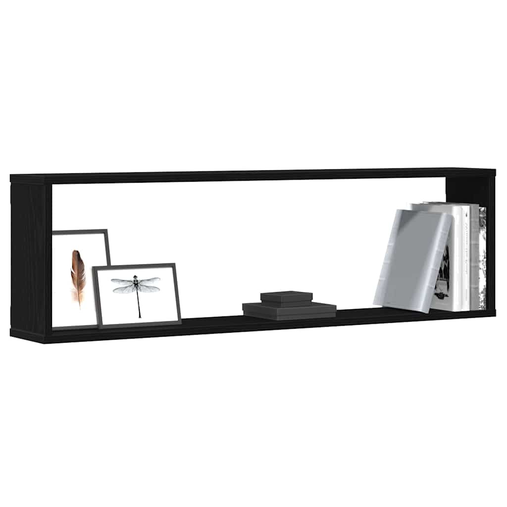 væghylder 4 stk. 100x15x30 cm konstrueret træ sort egetræ