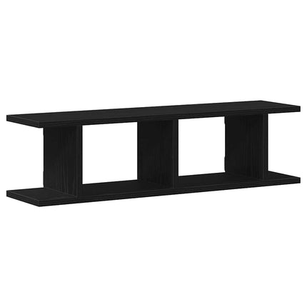 væghylder 2 stk. 75x18x20 cm konstrueret træ sort egetræ