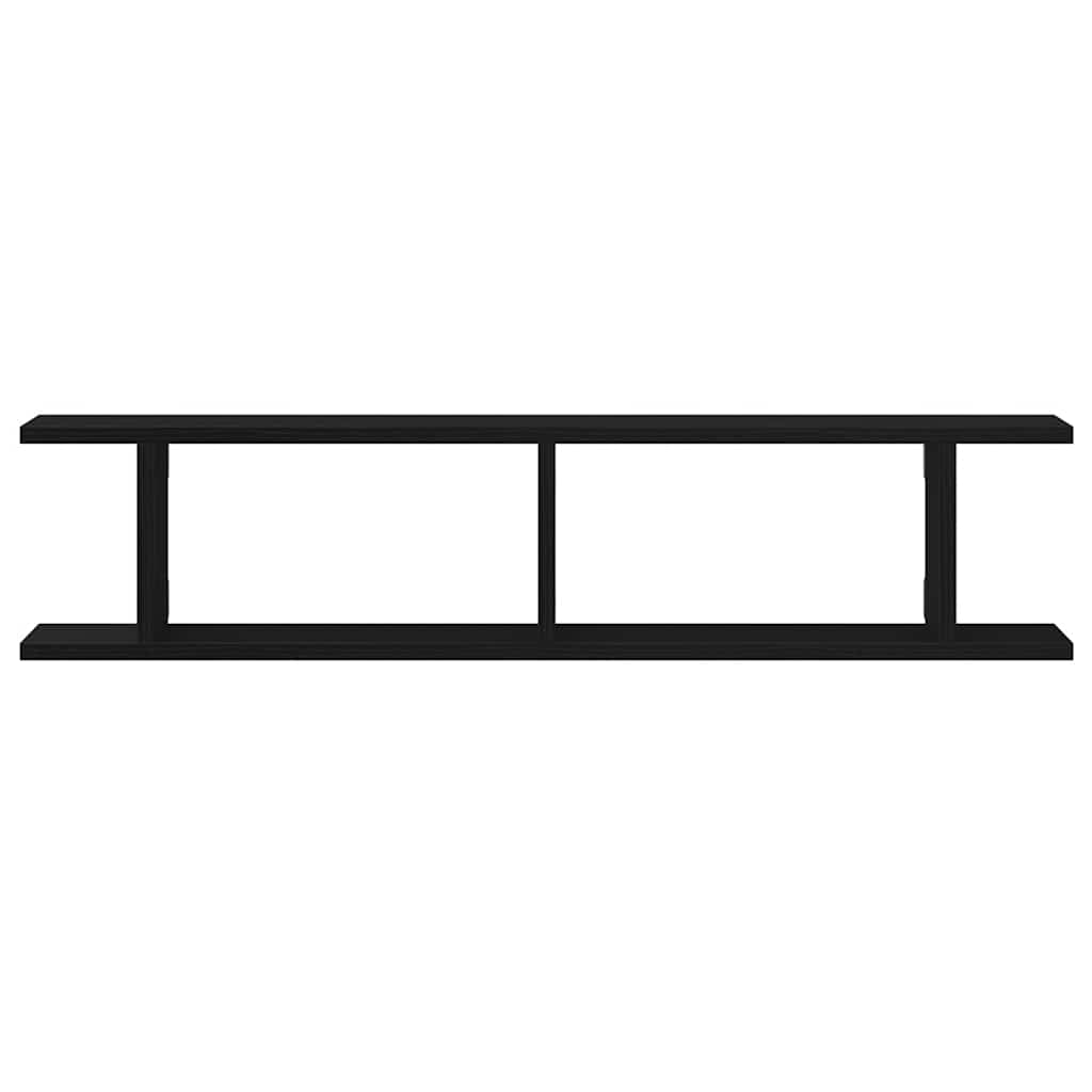 væghylder 2 stk. 90x18x20 cm konstrueret træ sort egetræ