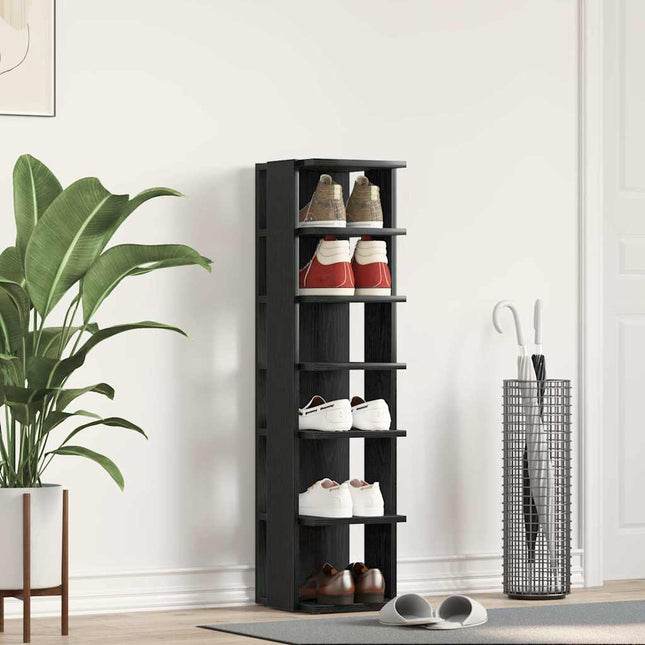 skoskab 25x27x102 cm konstrueret træ sort egetræ