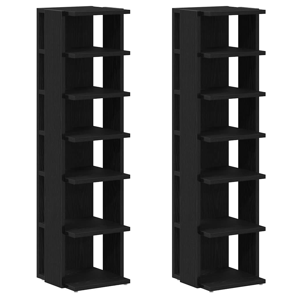 skoskabe 2 stk. 25x27x102 cm konstrueret træ sort egetræ