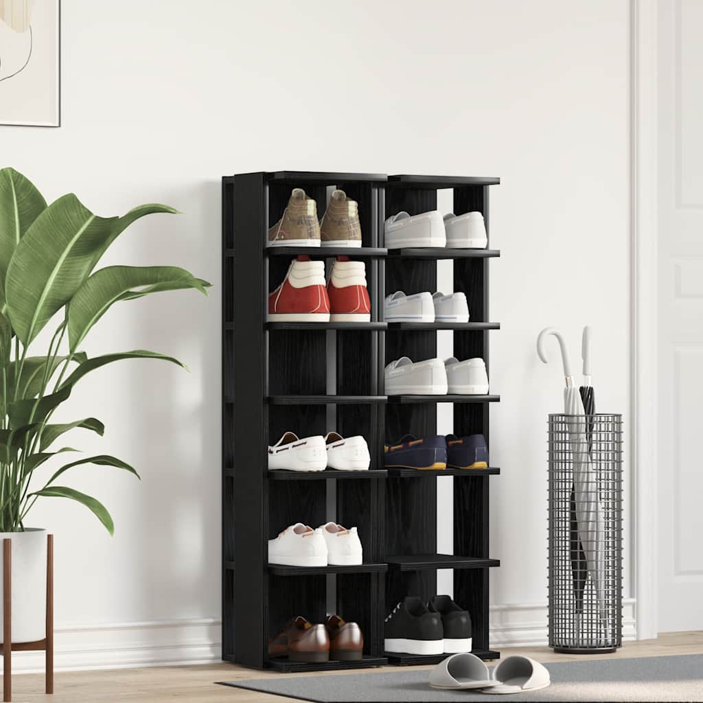 skoskabe 2 stk. 25x27x102 cm konstrueret træ sort egetræ