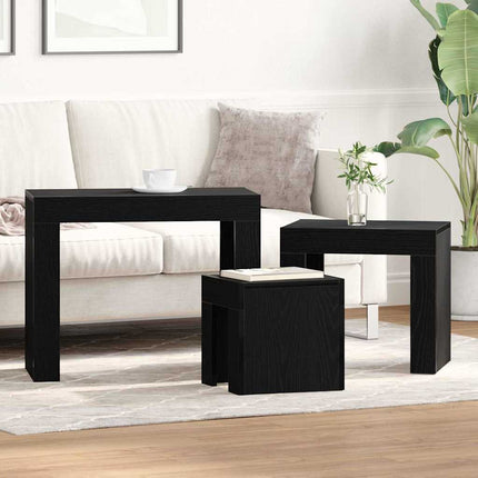 Indskudsborde 3 stk. Sort eg 61 x 30 x 50 cm Konstrueret træ