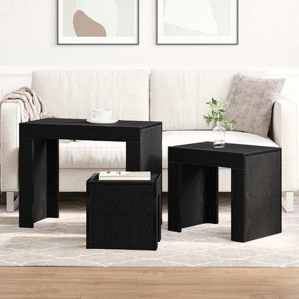 Indskudsborde 3 stk. Sort eg 61 x 30 x 50 cm Konstrueret træ