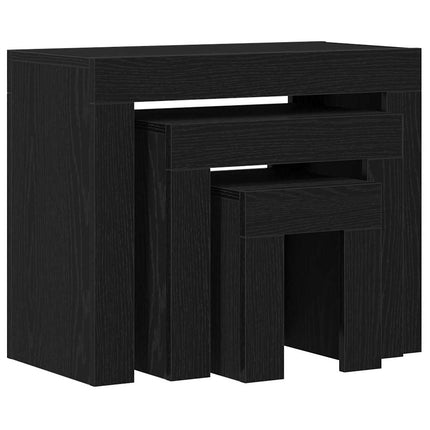 Indskudsborde 3 stk. Sort eg 61 x 30 x 50 cm Konstrueret træ