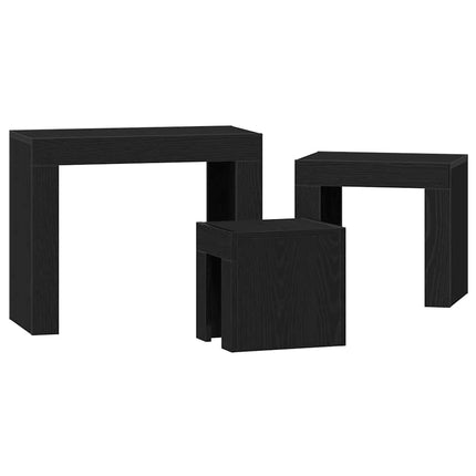 Indskudsborde 3 stk. Sort eg 61 x 30 x 50 cm Konstrueret træ
