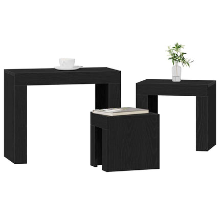 Indskudsborde 3 stk. Sort eg 61 x 30 x 50 cm Konstrueret træ