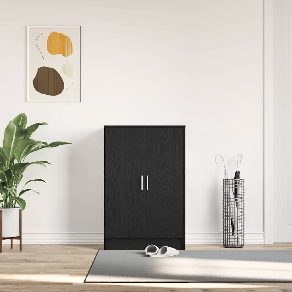 skoskab 60x35x92 cm konstrueret træ sort egetræ