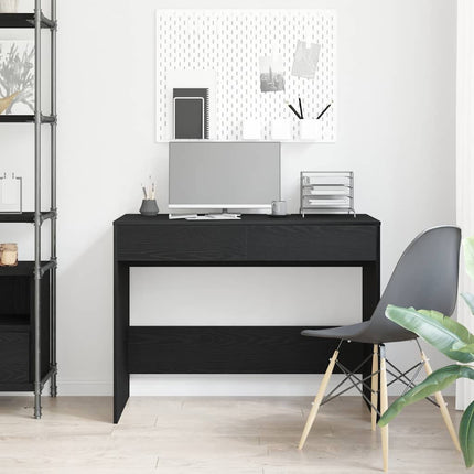 skrivebord 101x50x76,5 cm konstrueret træ sort egetræsfarve