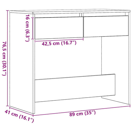 konsolbord 89x41x76,5 cm konstrueret træ sort egetræsfarve