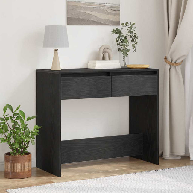 konsolbord 89x41x76,5 cm konstrueret træ sort egetræsfarve