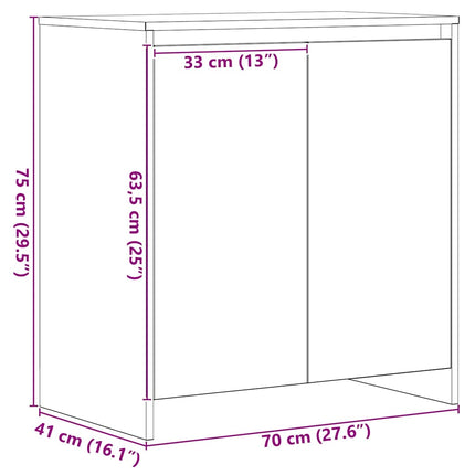 skænk sort egetræ 70x41x75 cm konstrueret træ