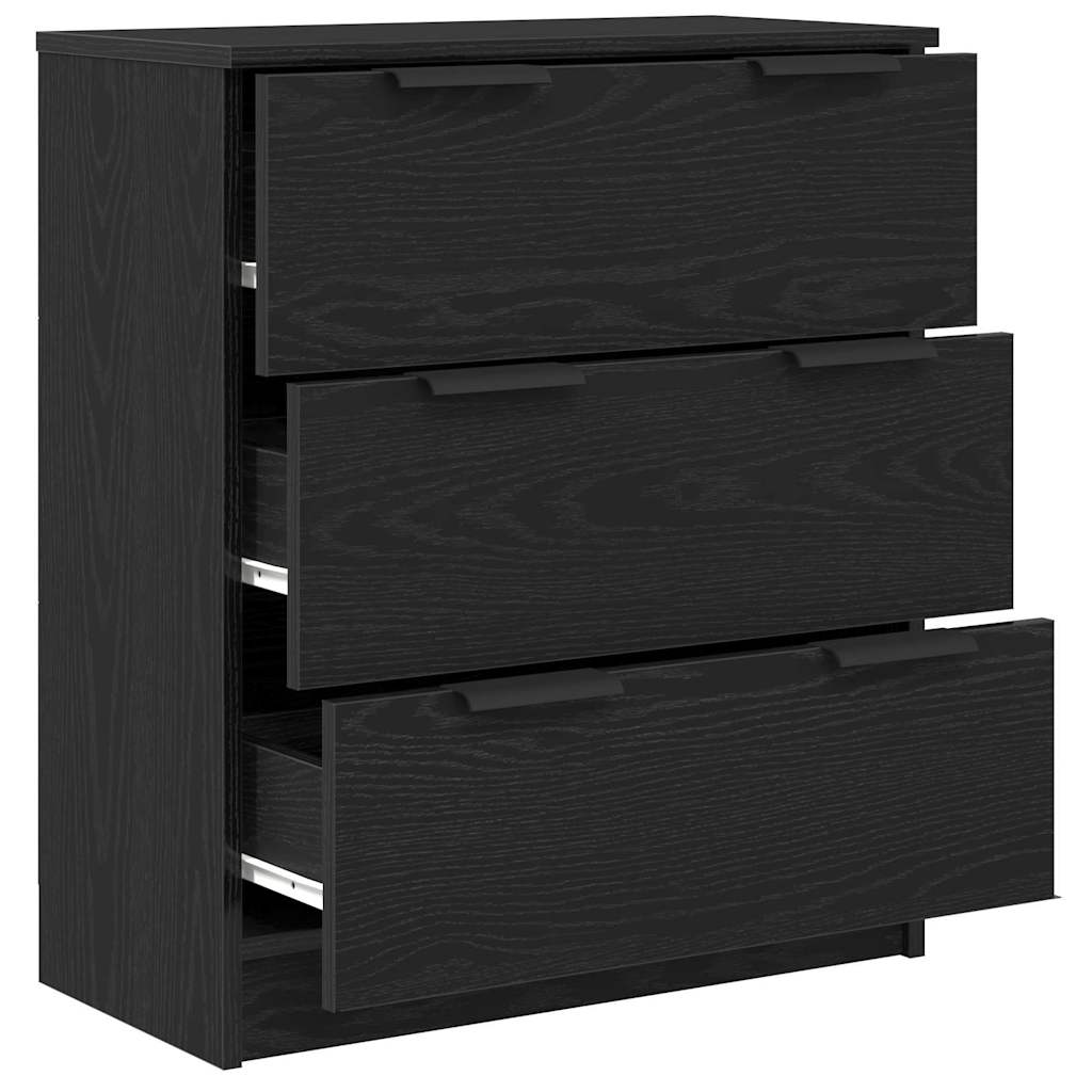Sideboard med skuffe Sort eg 60 x 30 x 70 cm Konstrueret træ
