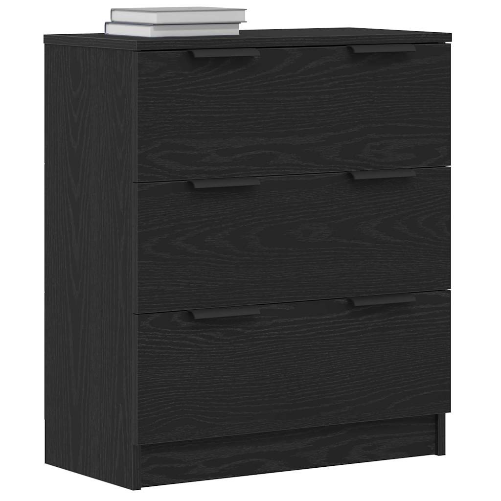 Sideboard med skuffe Sort eg 60 x 30 x 70 cm Konstrueret træ