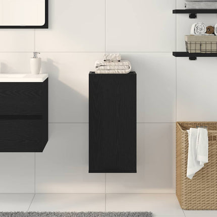 vægmonteret skab sort egetræ 32x20x67 cm konstrueret træ