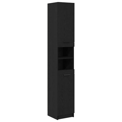 Badeværelsesskab Sort eg 32 x 34 x 188,5 cm Konstrueret træ
