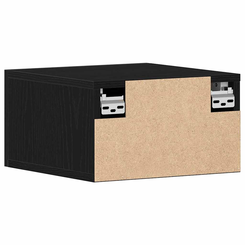 Vægmonteret natbord Sort eg 35 x 35 x 20 cm Konstrueret træ