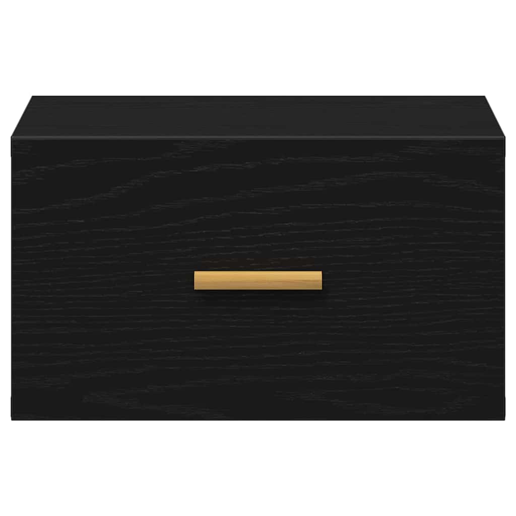 Vægmonteret natbord med skuffe 2 pcs Sort eg 35 x 35 x 20 cm