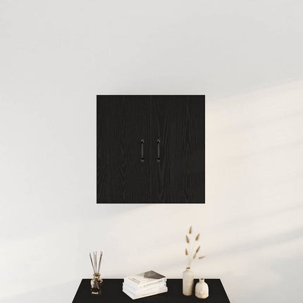 vægskab sort egetræ 60x31x60 cm konstrueret træ