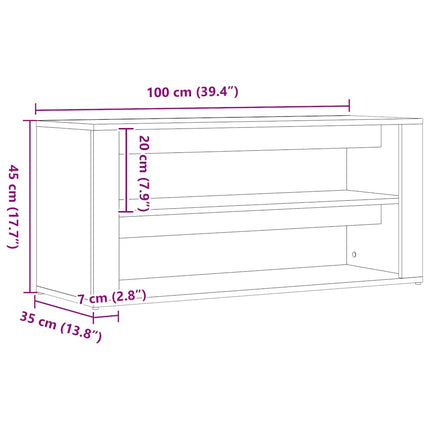 skobænk sort egetræ 100x35x45 cm konstrueret træ