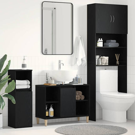 vaskskab sort egetræ 80x33x60 cm konstrueret træ