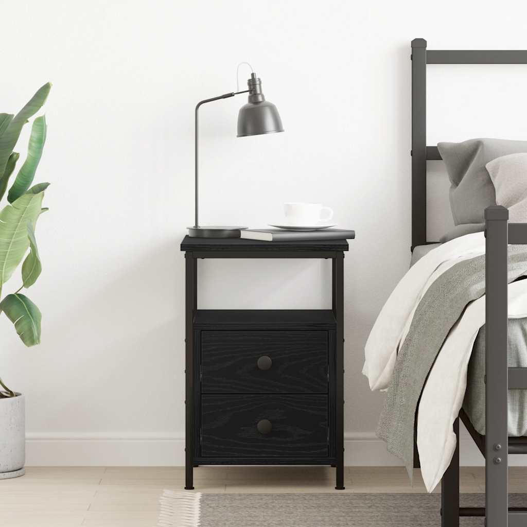 sengebord 34x35,5x50 cm konstrueret træ sort egetræsfarve