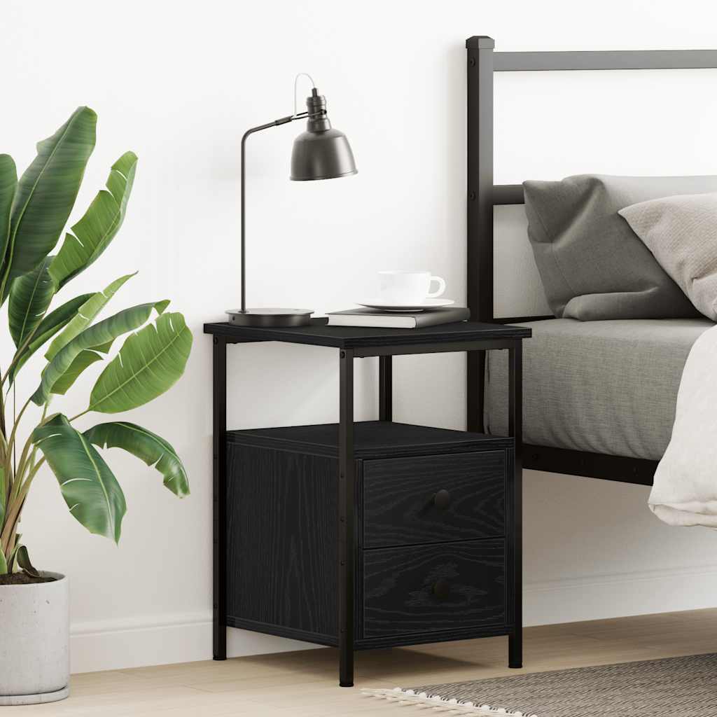 sengebord 34x35,5x50 cm konstrueret træ sort egetræsfarve