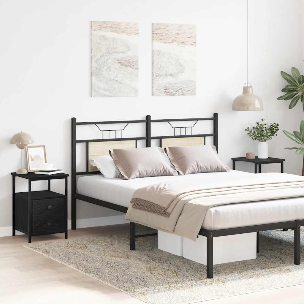 sengeborde 2 stk. sort eg 34x35,5x50 cm konstrueret træ