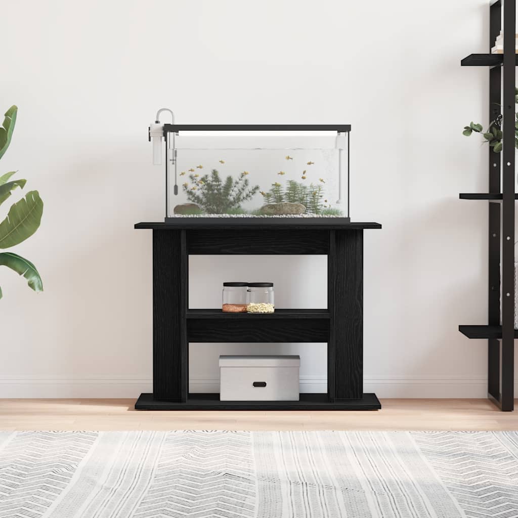 akvariebord 80x35x60 cm konstrueret træ sort egetræsfarve