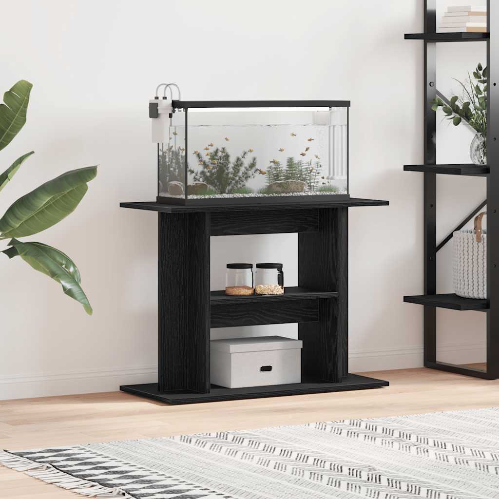 akvariebord 80x35x60 cm konstrueret træ sort egetræsfarve