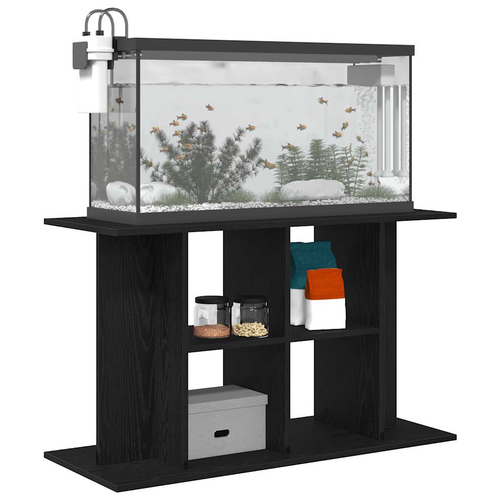 akvariestativ sort egetræ 100x40x60 cm konstrueret træ