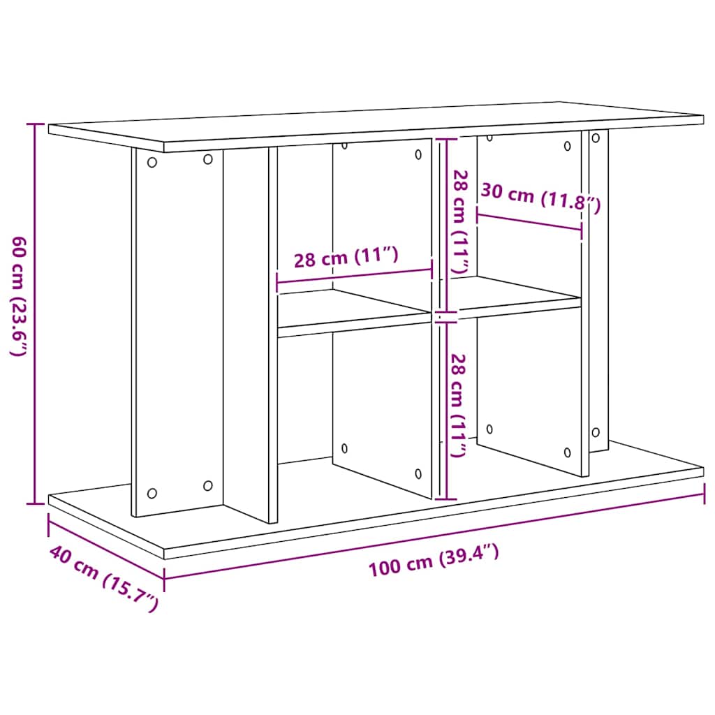 akvariestativ sort egetræ 100x40x60 cm konstrueret træ
