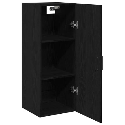 vægmonteret skab sort egetræ 34,5x34x90 cm konstrueret træ
