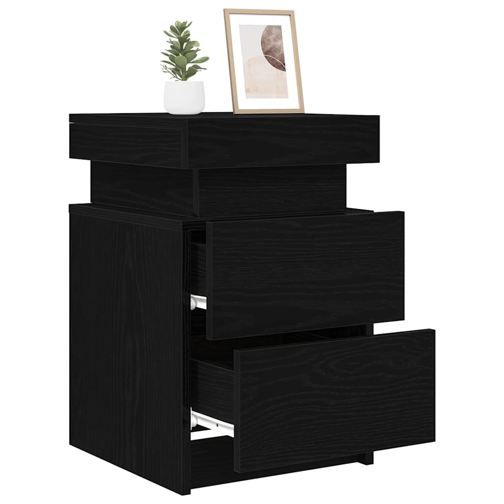 Natskab med skuffe Sort eg 35 x 39 x 55 cm Konstrueret træ