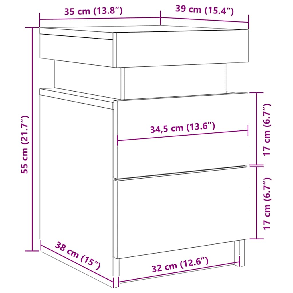 Natskab med skuffe Sort eg 35 x 39 x 55 cm Konstrueret træ