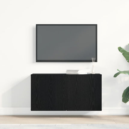 TV-skab sort egetræ 80x30x41 cm konstrueret træ