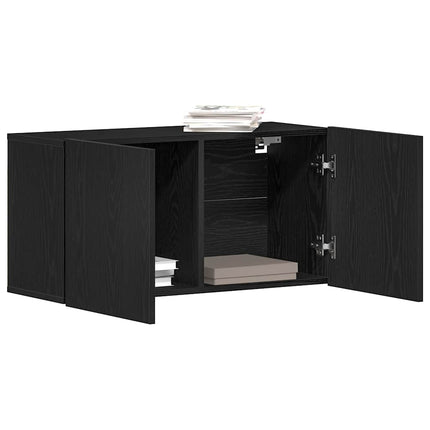 TV-skab sort egetræ 80x30x41 cm konstrueret træ