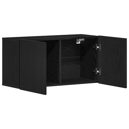 TV-skab sort egetræ 80x30x41 cm konstrueret træ
