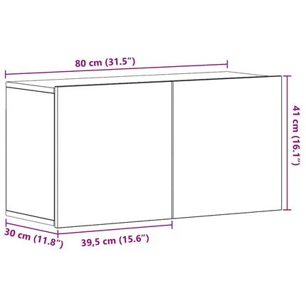 TV-skab sort egetræ 80x30x41 cm konstrueret træ