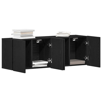 TV-skabe 2 stk. sort eg 160x30x41 cm konstrueret træ