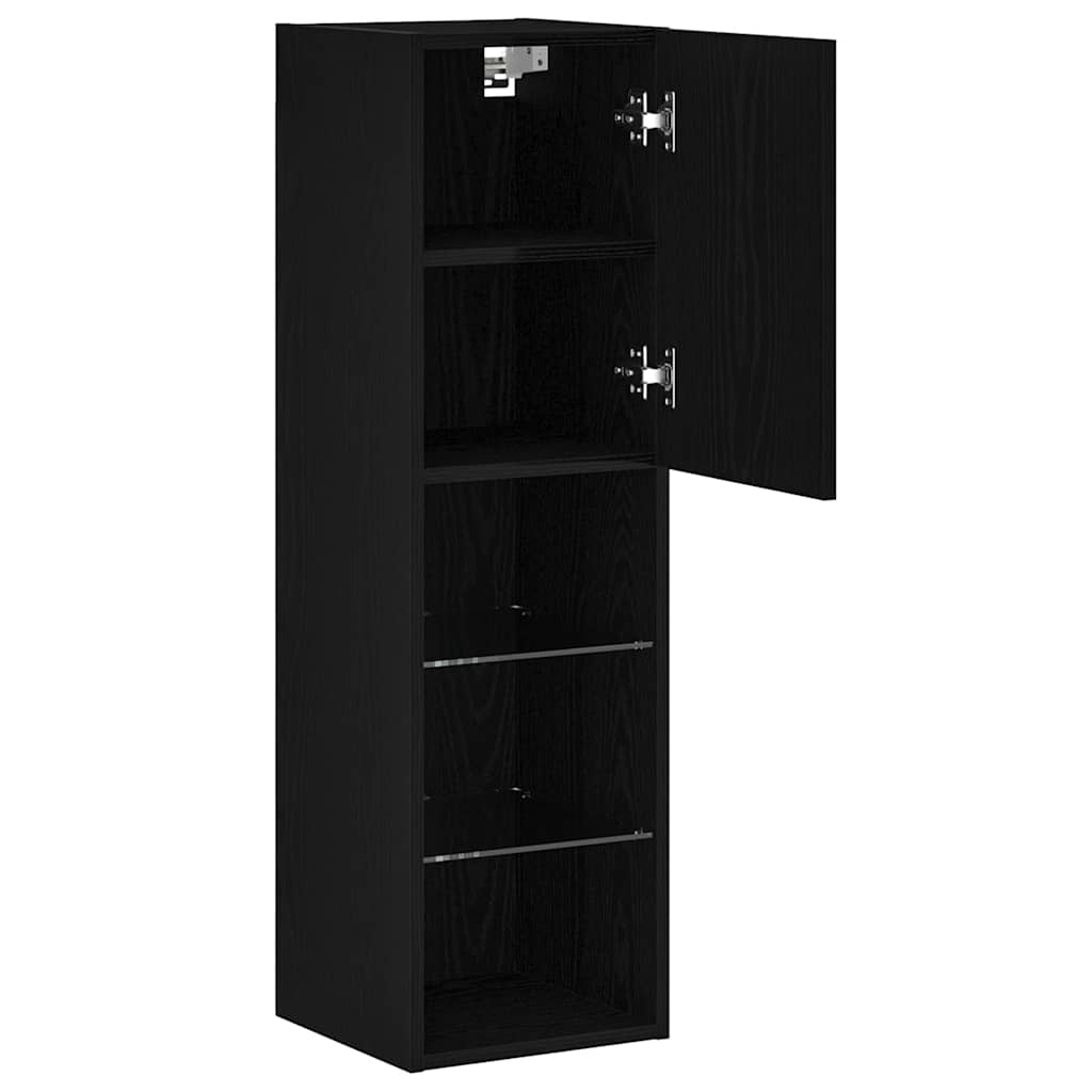 TV-møbelsæt 2 pcs Sort eg 30,5 x 30 x 102 cm Konstrueret træ