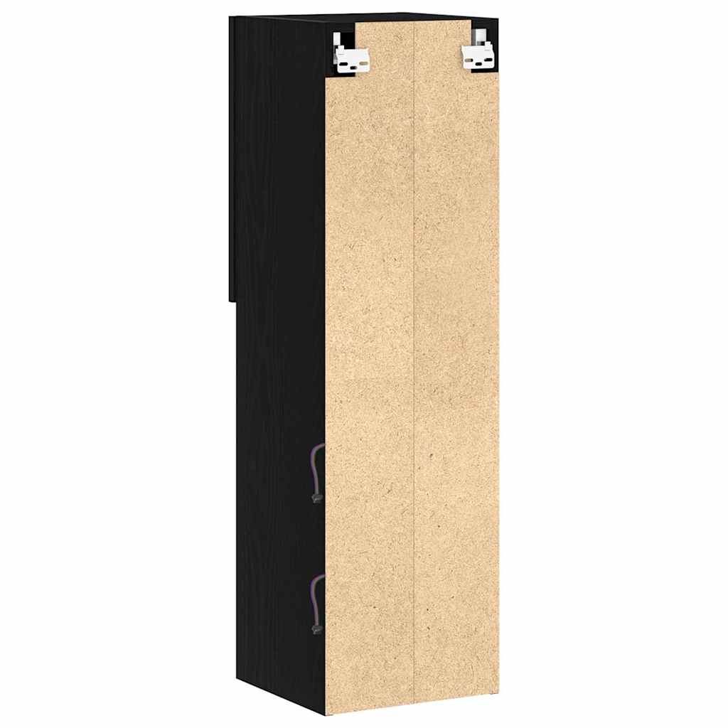 TV-møbelsæt 2 pcs Sort eg 30,5 x 30 x 102 cm Konstrueret træ