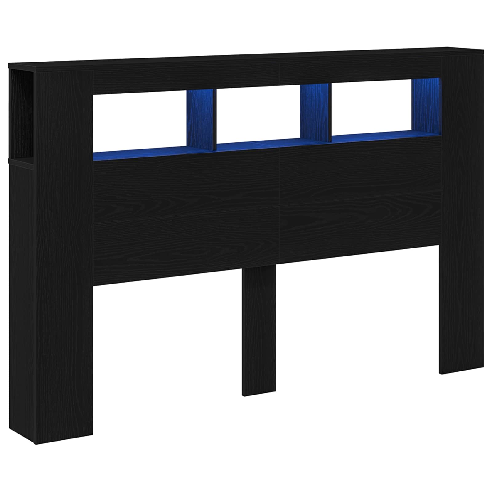 LED sengegavl Sort eg 160 x 18,5 x 103,5 cm Konstrueret træ