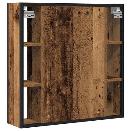 badeværelsesskab m. spejl 60x16x60cm konstrueret træ antikt træ