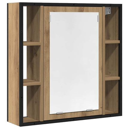 badeværelsesskab + spejl 60x16x60 cm konstrueret træ kunsteg