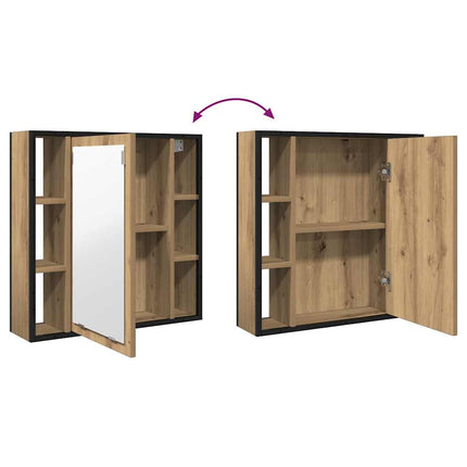 badeværelsesskab + spejl 60x16x60 cm konstrueret træ kunsteg