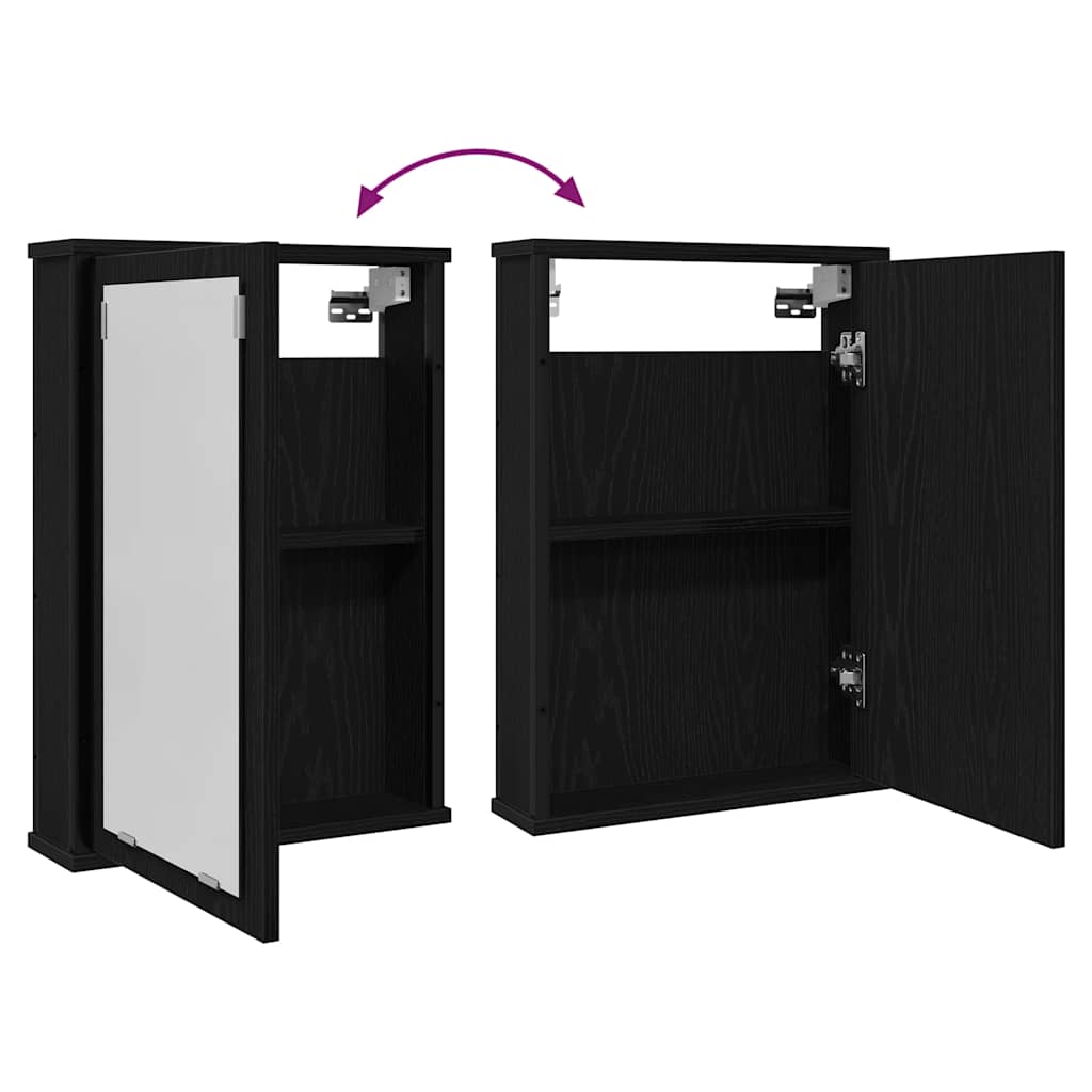 badeværelsesskab med spejl 42x12x60 cm konstrueret træ sort eg