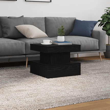 sofabord med LED-lys 50x50x40 cm sort egetræsfarve